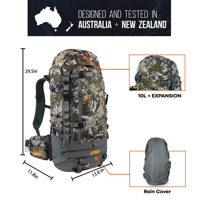 Hunting Backpack Internal Frame Hiking Backpack Waterproof Daypack for Extendable 40L+/80L+ Capacity
